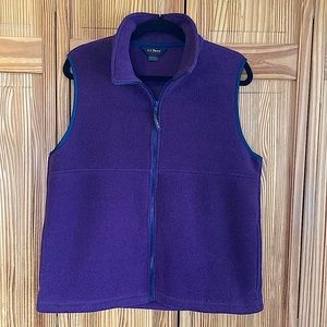 VTG L.L. Bean Womens Fleece Full Zip Vest Purple Size Medium